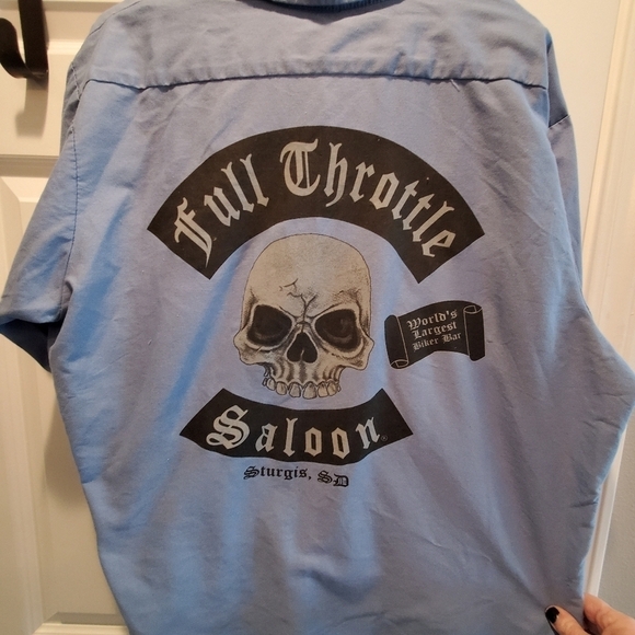 Full throttle saloon sturgis button down mens . Short sleeve. Sz xl blue - Picture 2 of 10